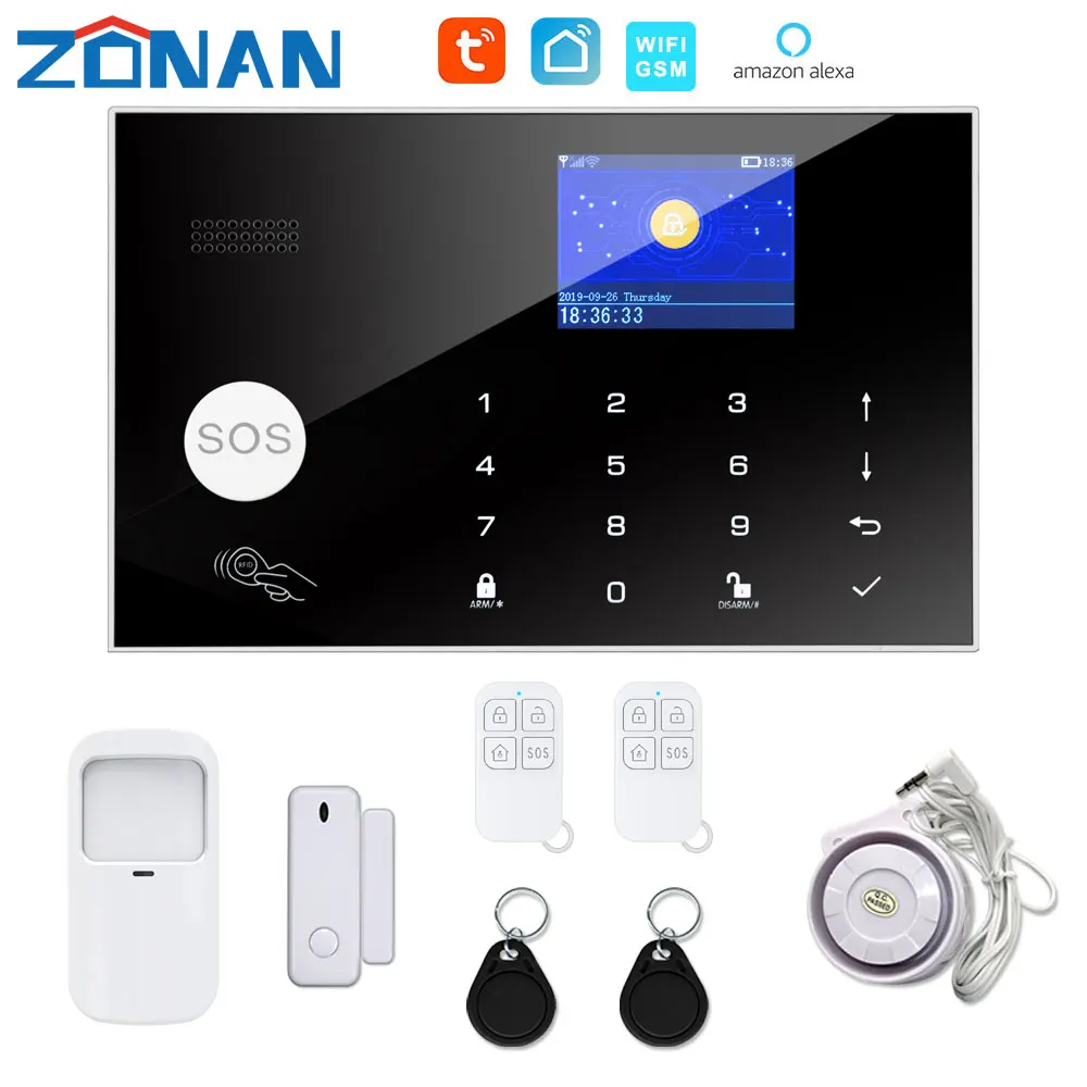 TUYA WIFI gsm alarm security system Kit With Motion Detector Sensor Burglar APP Control Wireless alarm system