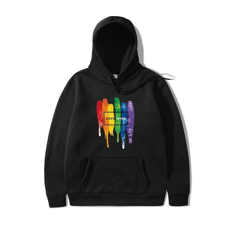 

Men's Women's Cotton Casual Rainbow Print Sweatshirt Pullover Loose Street Hip Hop Gym Basketball Running Hoodie Couple Shirt