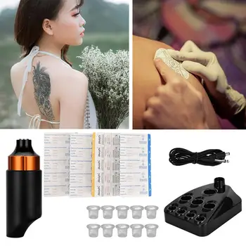 

Portable Tattoo Machine Pen Set Permanent Body Art Makeup Needle Cartridges Tools Smooth Powerful with Less Vibration