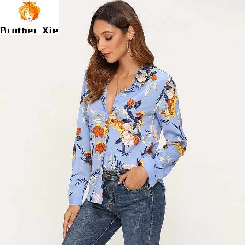 

Vintage Floral Printed Blouse Women Long Sleeve Casual Shirt Blouse Turn Down Collar Plus Size Office Tops For Ladies Blusas