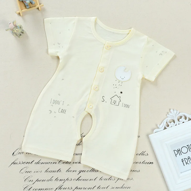 

Summer Bamboo Fabric Open File Short Sleeve Newborns Climbing Clothes Infant Bamboo Charcoal mian lian ti Romper Baby One Piece