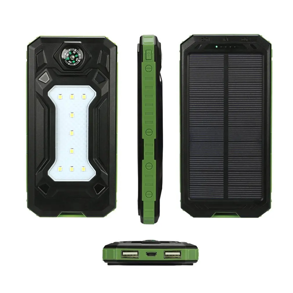 Универсальный портативный ультра-тонкий 20000 мАч Солнечный мобильный Банк питания фонарик телефон источник питания с компасом XHT-910