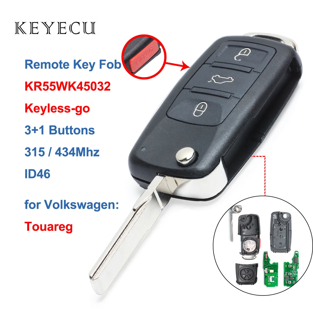 Keyecu Keyless Go функция флип дистанционный ключ брелок от машины 3 кнопки 315 МГц/433 МГц