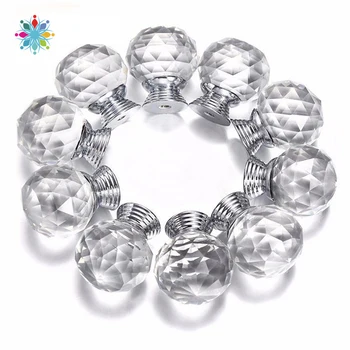 

10/5Pcs 30mm Crystal Glass Knobs Cupboard Drawer Pull Kitchen Cabinet Door Wardrobe Handles Kitchen Pot Lid Handle HardwareTLS