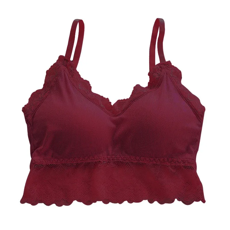 Красный Women Sexy Lace Soft Bras Tank Top Casual Tube Top Seamless Comfort Underwear - Цвет: Красный
