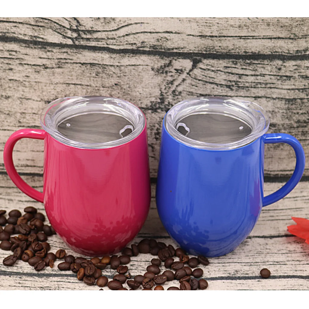 12 oz Insulated Mug With Handles Coffee Cups Stainless Steel Double Wall Vacuum Insulated For Ice And Hot Drink Wine Glass