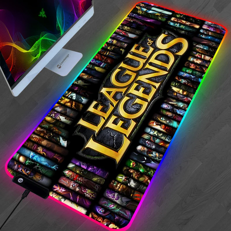Цветная (RGB) League of Legends Мышь игровой коврик аксессуары настольная лампа Led TV PC Gamer