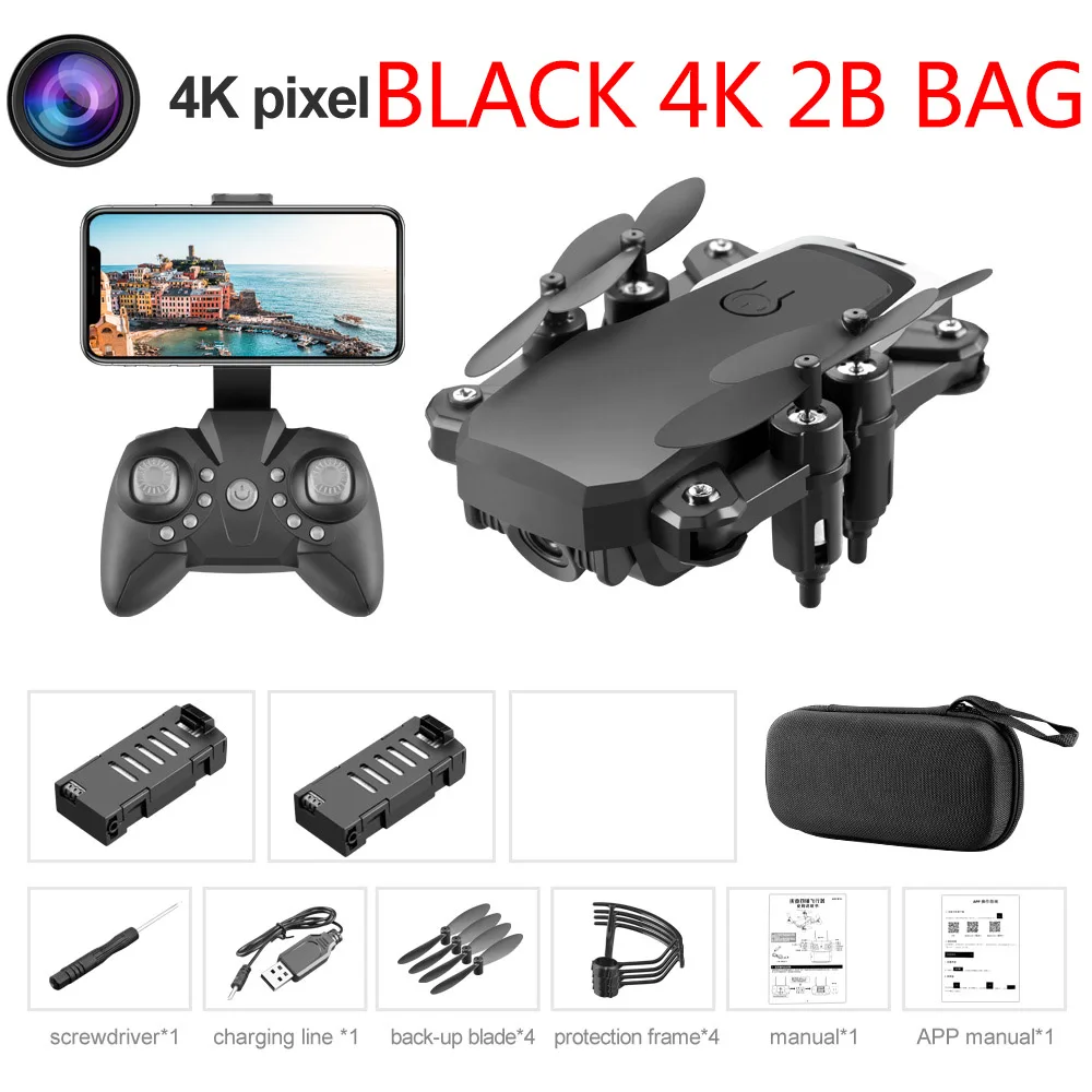 Black 4K 2B LF606 квадрокоптер мини Дрон с 4K камерой HD складные дроны один ключ возврат FPV Следуйте за мной RC вертолет Квадрокоптер детские игрушки - Цвет: Black 4K 2B