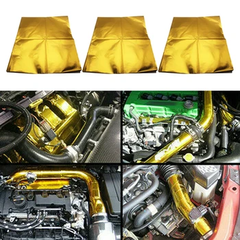 

3pcs 39x 47" Adhesive Reflective Gold Heat Barrier Blanket Sheet Wrap Protection