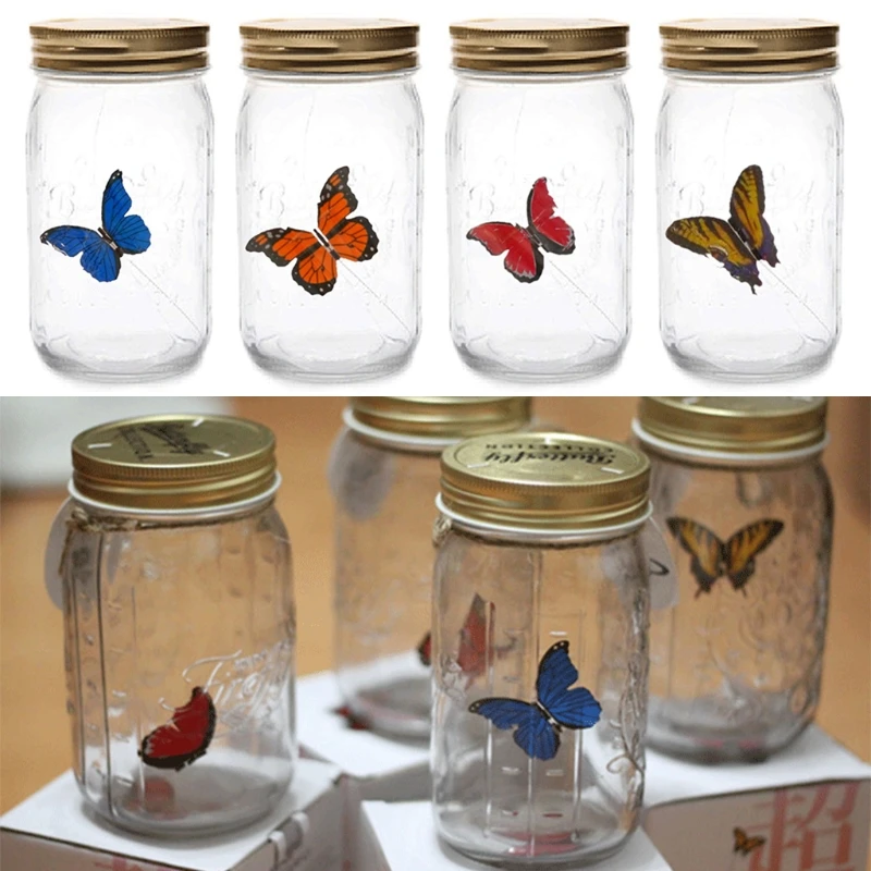 LED Animated Butterfly In A Jar Fluttering Amazing Collection Battery Operated