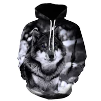 Spring and Autumn Men's Junior Wolf Hoodie Fashion 3D Wolf Printing Loose Streetwear 2021 Funny Animal Street Hip Hop Sweatshirt - Image 2