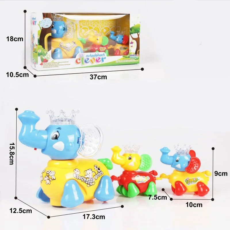 

New Style Electric Universal Elephant Music Shining Educational Cartoon Drag Elephant Flash Toy Stall Hot Selling