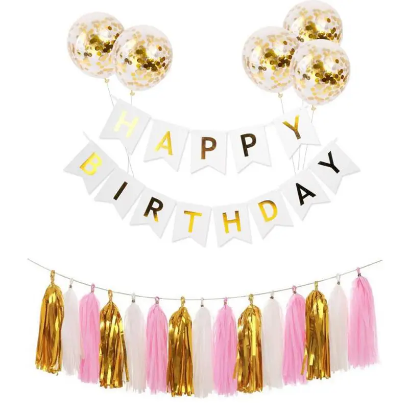 1pc Ten Style 5 Balloons And Pull Flag Ribbon Set Birthday Holiday Party Decoration Supplies Paper Banner Tassel Birthday Set 1pc Ten Style 5 Balloons And Pull Flag Ribbon Set Birthday Holiday Party Decoration Supplies Paper Banner Tassel Birthday Set