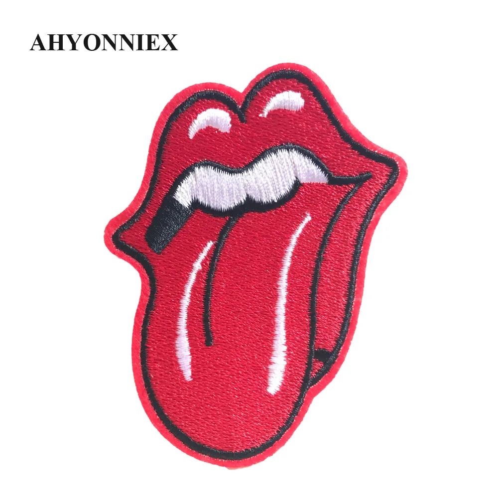 Sequin Pink Lips Tongue Rolling Stones Embroidered Iron On Fashion Patch DIY