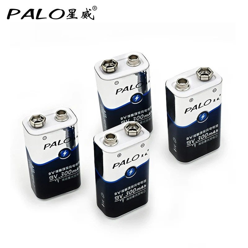 PALO 2 шт. 9В батареи запчасти bateria 6F22 раздельного сухие Аккумуляторы ni-mh/ni 300 mаh 9В аккумуляторная батарея для радио камера игрушки и так далее - Цвет: 4 pcs