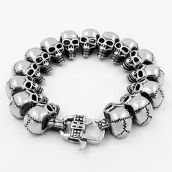 Bracelet Punk en acier inoxydable avec tête de mort pour hommes, bijoux rétro et créatif, chaîne d'auto défense, outils EDC pour l'extérieur 