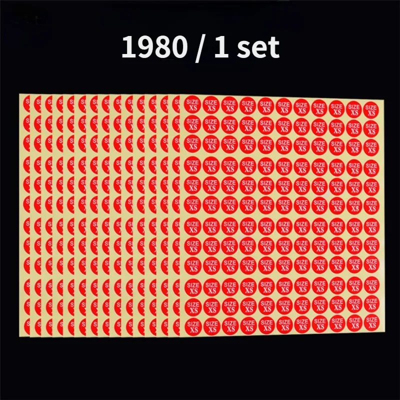 

1980/1 набор, Красная Наклейка для одежды, размер 13 мм, круглые самоклеящиеся бирки, бумажная наклейка, размер этикетки XS/S/M/L/XL/XXL/XXXL, размер