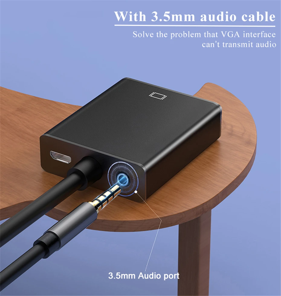 Anmck преобразователь из VGA в HDMI кабель с аудио поддержкой 1080P VGA штекер HDMI Женский адаптер для ПК ноутбук к HDTV проектор