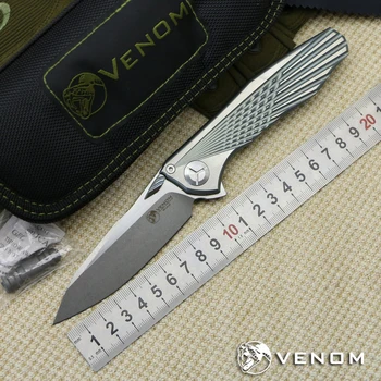 

VENOM 4 Kevin John Wing Flipper folding knife hunting S35VN Titanium ceramic ball bearing army camping knife EDC tool top knifes