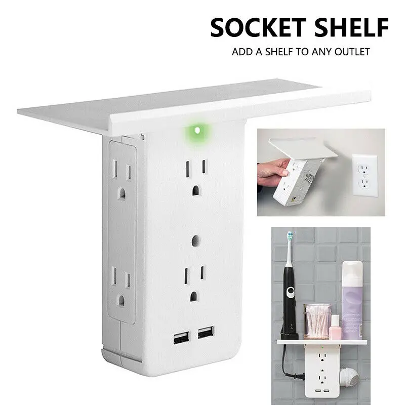 

8 Port Electrical Socket Shelf Surge Protector Wall Outlet 6 Outlet Extenders Multifunctional Socket With Shelf