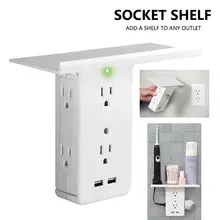 8 Port Electrical Socket Shelf Surge Protector Wall Outlet 6 Outlet Extenders Multifunctional Socket With Shelf