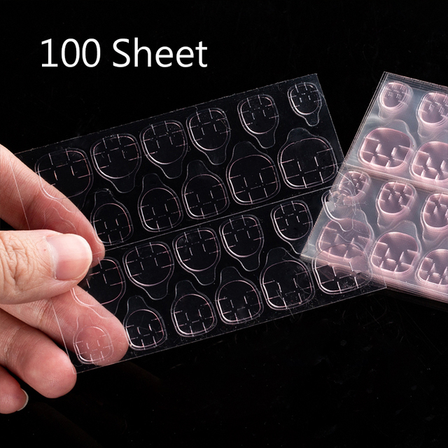 Fake Nails Tips Transparent Double-Side False Adhesive Tapes Stickers Press on Fake Nail Tips Extension Stick Tools