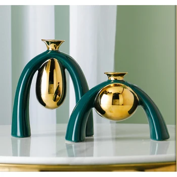 

EUROPEAN ART LUXURY MALACHITE GREEN CERAMIC VASE CRAFTS ORNAMENTS HOME FLOWER ARRANGEMENT CONTAINER HOME DECORATION ACCESSORIES