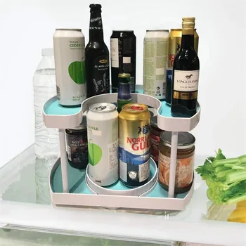 

Rotating Shelves Double-Layer Finishing Shelf Non-slip Rack Spice organizer Storage Tray Multifunctional D-shaped Turntable F16