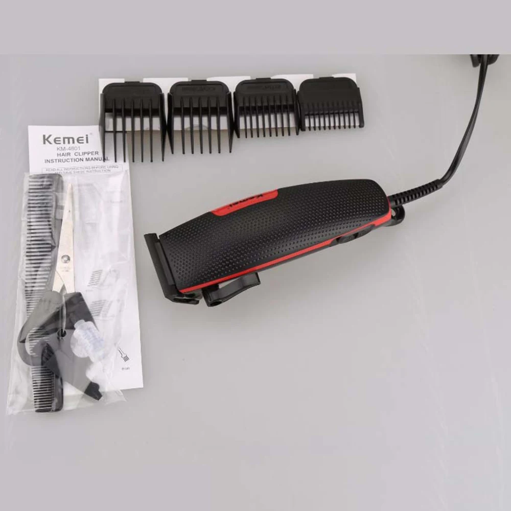 Máquina de Cortar Profissional dos Homens Barbeiro com Fio Kemei Cabelo Elétrica Recarregável Aparador Máquina Corte Barba Km-4801 7 Computers & Electronics
