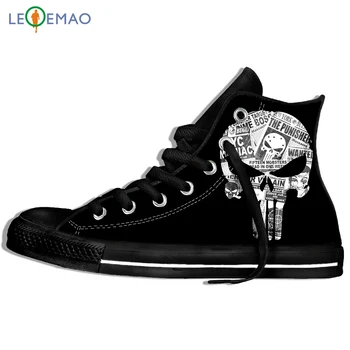 

Custom Logo Image Printing Sneakers Shoes Punisher Skull Cosplay Unisex Lightweight Canvas Breathable Zapatos De Mujer Outdoor