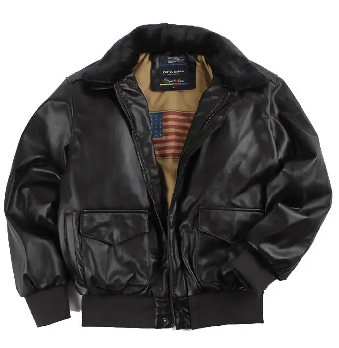 

U.S. Air Force PU Leather Jacket Vintage Men Winter Coat Pilot