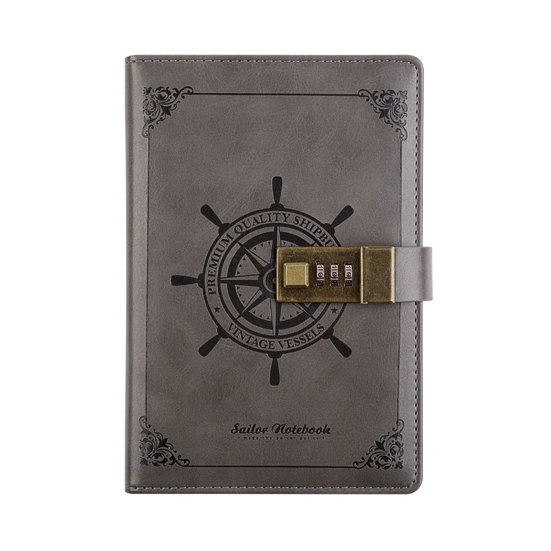 Серый Винтажный блокнот и пулевидный журнал B6 дневник с замком блокнот DIY органайзер для планирования мероприятий руководство путешествия Sketchbook поставка - Цвет: Серый