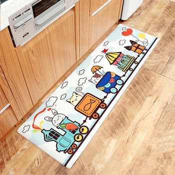 

Moder kitchen Carpet Waterproof Oilproof PVC Cartoon Mat Kitchen Floor Door Mat Anti-slip Mats Home Entrance Front Door Doormats