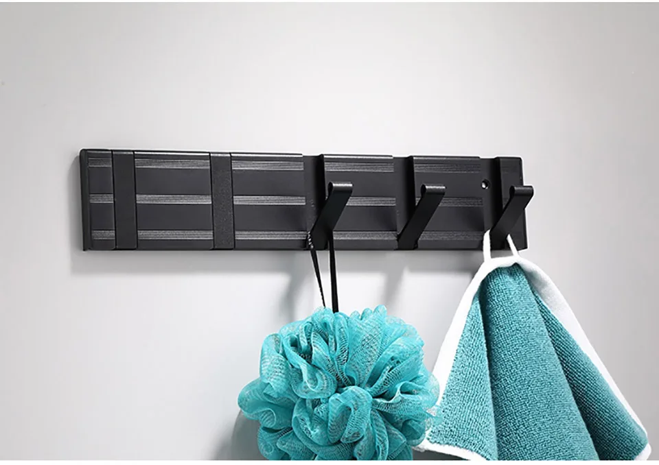 Wall Hook Hanger Foldable Hook Wall Hook Hook Coat Hanger Coat Rack Creative Hanging Bag Invisible Porch Door Back/Black