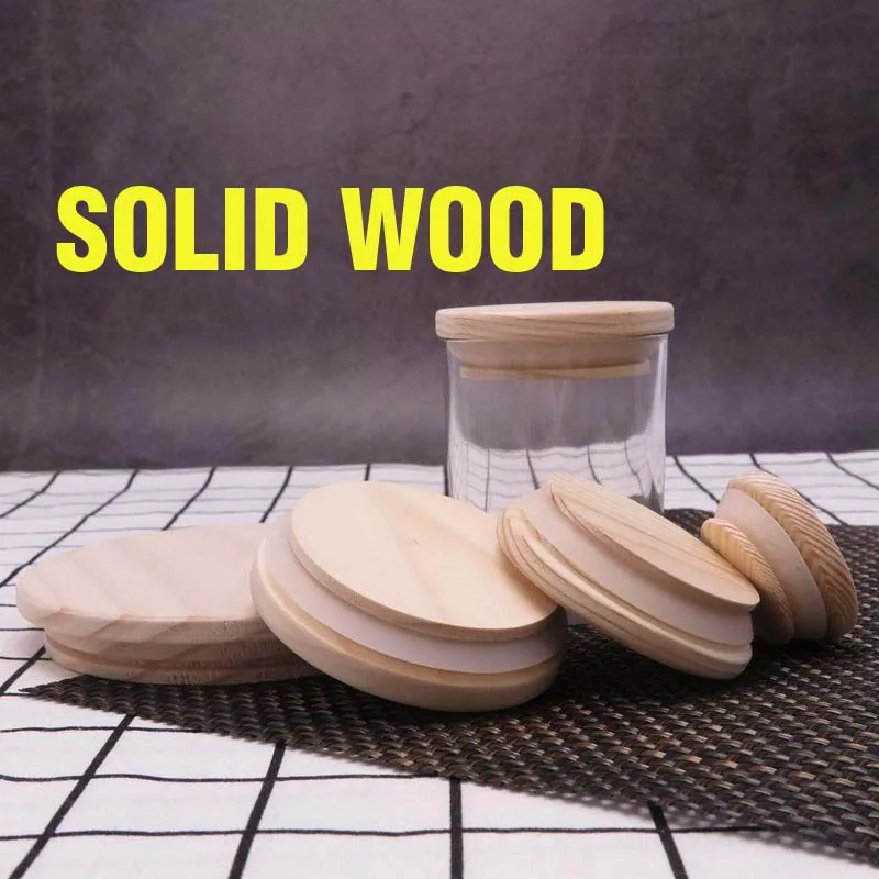 Wooden Sealing Lid 1PC Canister Lid with Silcone Ring Container Cover Glass Natural Wood Material Storage Jar