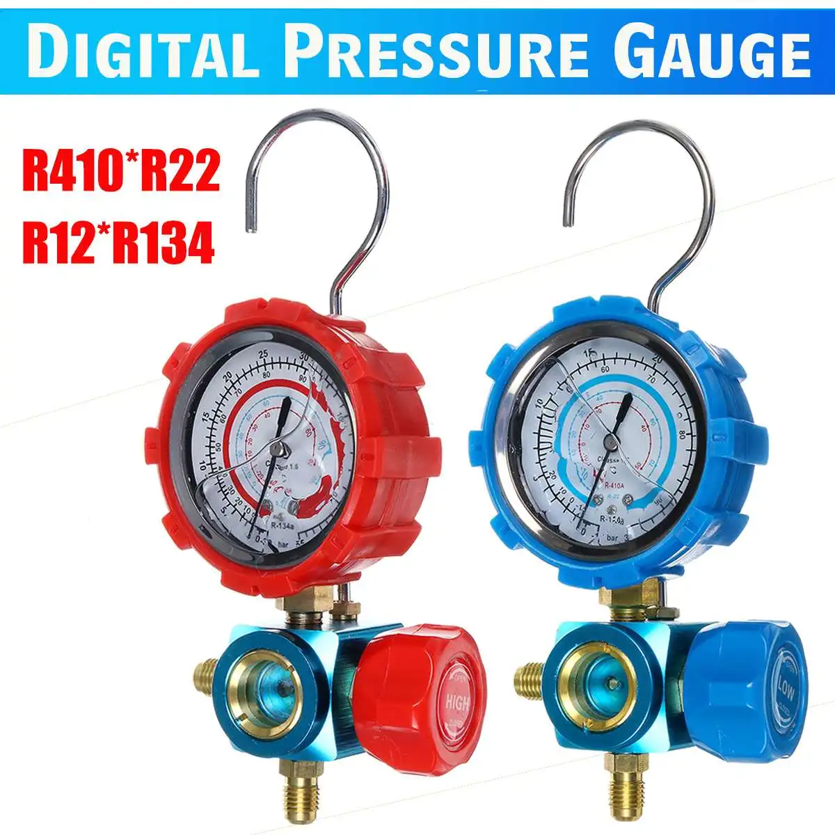 

Hot Air Conditioner Refrigerant Meter Manifold Digital Pressure Gauge Refrigerant Filling Device High-precision 410*R22*R12*R134