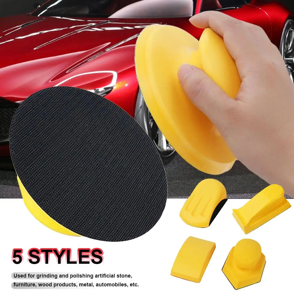

5 Inch Portable Self Adhesive Handheld Grinding Block Sanding Block Rubber Hook Loop Backing Pad Sandpaper Holder Polishing Tool