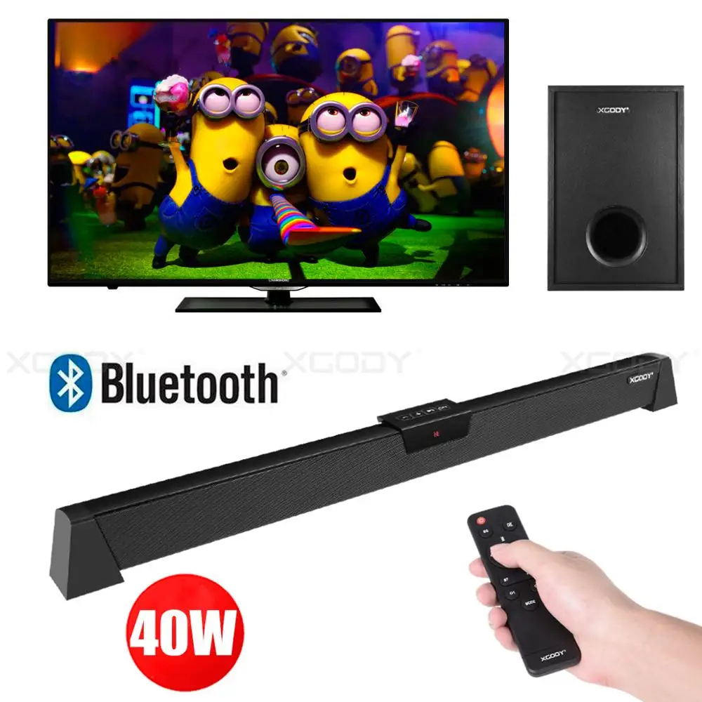 Xgody S-XS02 40W Wireless Bluetooth Sound Bar 80cm Length With Wired Subwoofer Stereo Woofer TV Speaker Home Theater - Цена: 
