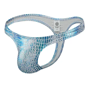 

Men's Sexy Low Rise Thong Briefs Panties Underwear Underpants G-String Knickers Faux Leather Snake Pattern Men's Sexy Underwear