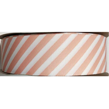 

Stock Ribbon 38mm Peach Stripe Printed Grosgrain Ribbon 50 yards/roll