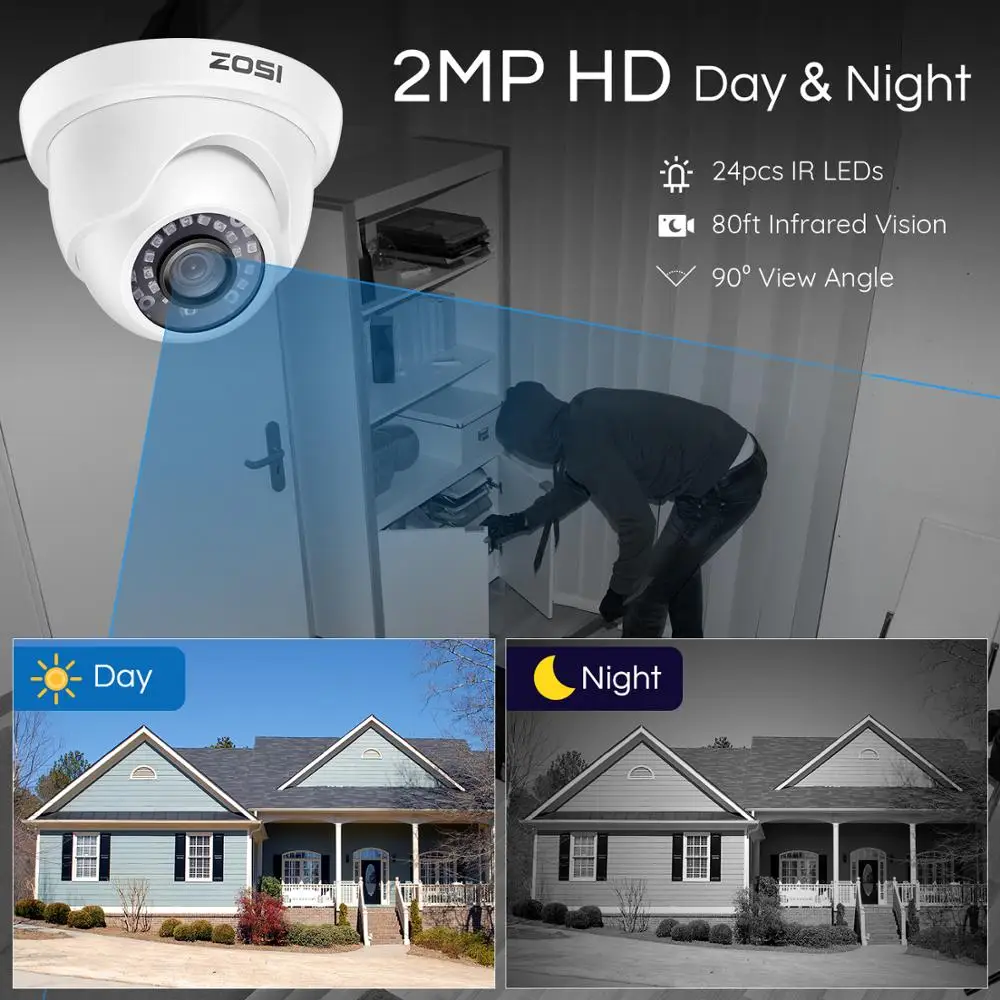 ZOSI 8CH 1080P аналоговый AHD TVI видеонаблюдения Системы комплект с камер DVR видеокамера