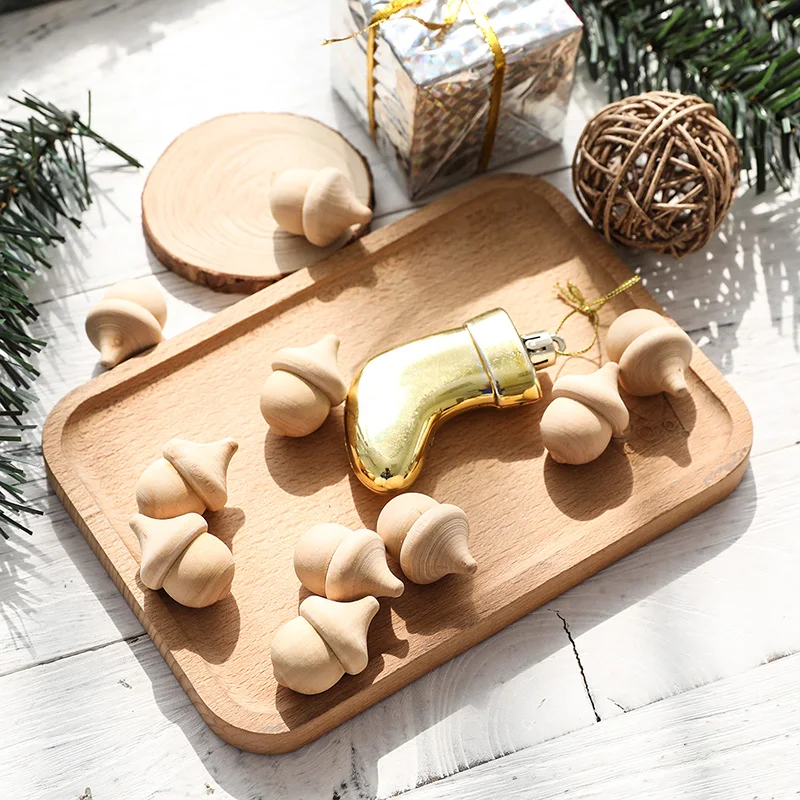 40PCS/Lot 35x25mm Wood Crafts DIY Small Pine Cones Design Home Decoration Unfinished Wooden Blank For Kids Handmade Wood Craft