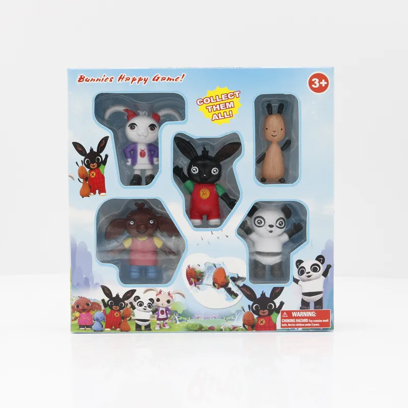 5 шт. Bing Bunny фигурка игрушки sula flop hoppity voosh pando bing кролики peluche Куклы Детские плюшевые игрушки Рождественский подарок - Цвет: 5pcs box