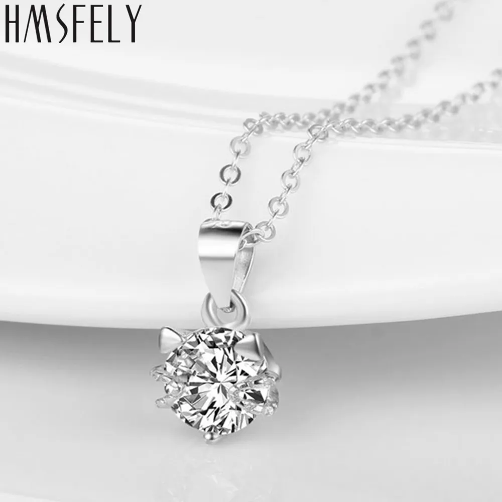 HMSFELY 925 стерлингового серебра зубец Установка циркония кулон для DIY женщин Шарм