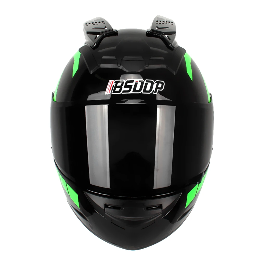 Black White Full Face Motorcycle Helmet Extra Large HJC IS-17 Tridents Green 