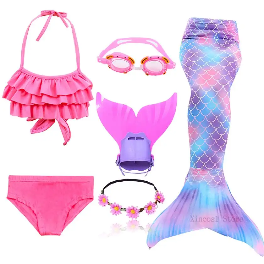 New Arrival Mermaid Tails with Garland or with Monofin Flipper Bathing Suit for Swimming Swimsuit Ariel Mermaid Cosplay Costume