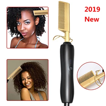 

Hot Comb Wet and Dry Hair Use Hair Curling Iron Straightener Comb Electric Environmentally Friendly Titanium Alloy Hair Curler