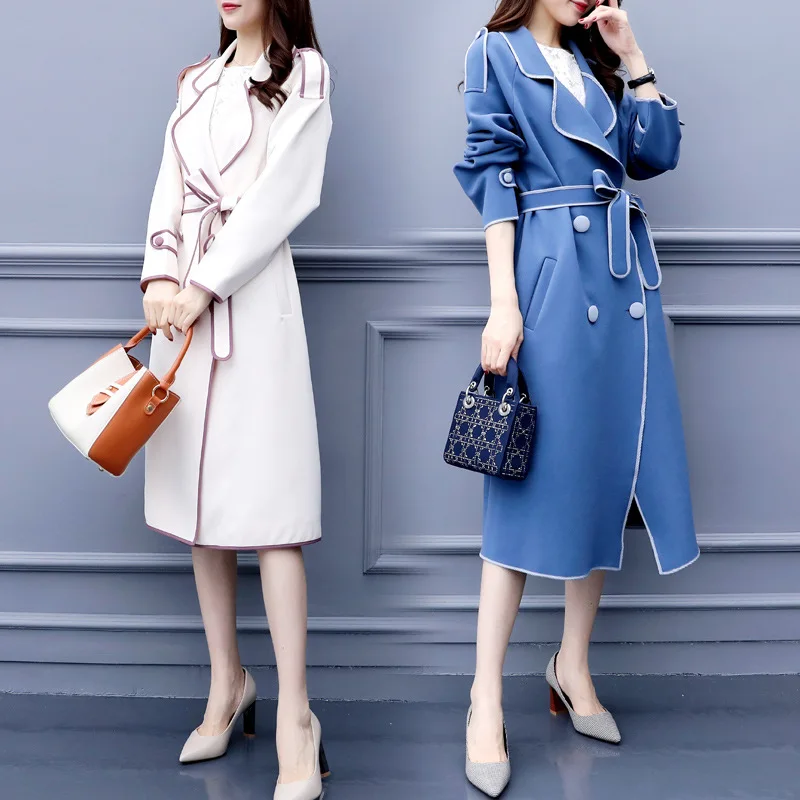 

CHIC Short-height LULU Waist Hugging Trench Coat Women's Mid-length Korean-style 2018 Spring And Autumn New Style over-the-Knee