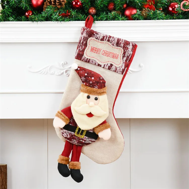 santa claus Рождественский Подарочный мешок, мешок Санты, винтажные рождественские чулки, Рождественское украшение для елки, Подарочный держатель, домашний декор, Bolsas De Navidad - Цвет: santa claus