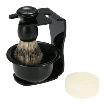 

4 In 1 Shaving Soap Bowl +Shaving Brush+ Shaving Stand+Beard Cream Bristle Hair Shaving Brush Men Beard Cleaning Tool New Top Gi